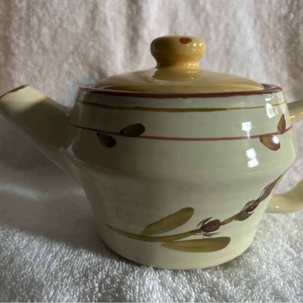 Vintage Ceramic Teapot with Olive Design
